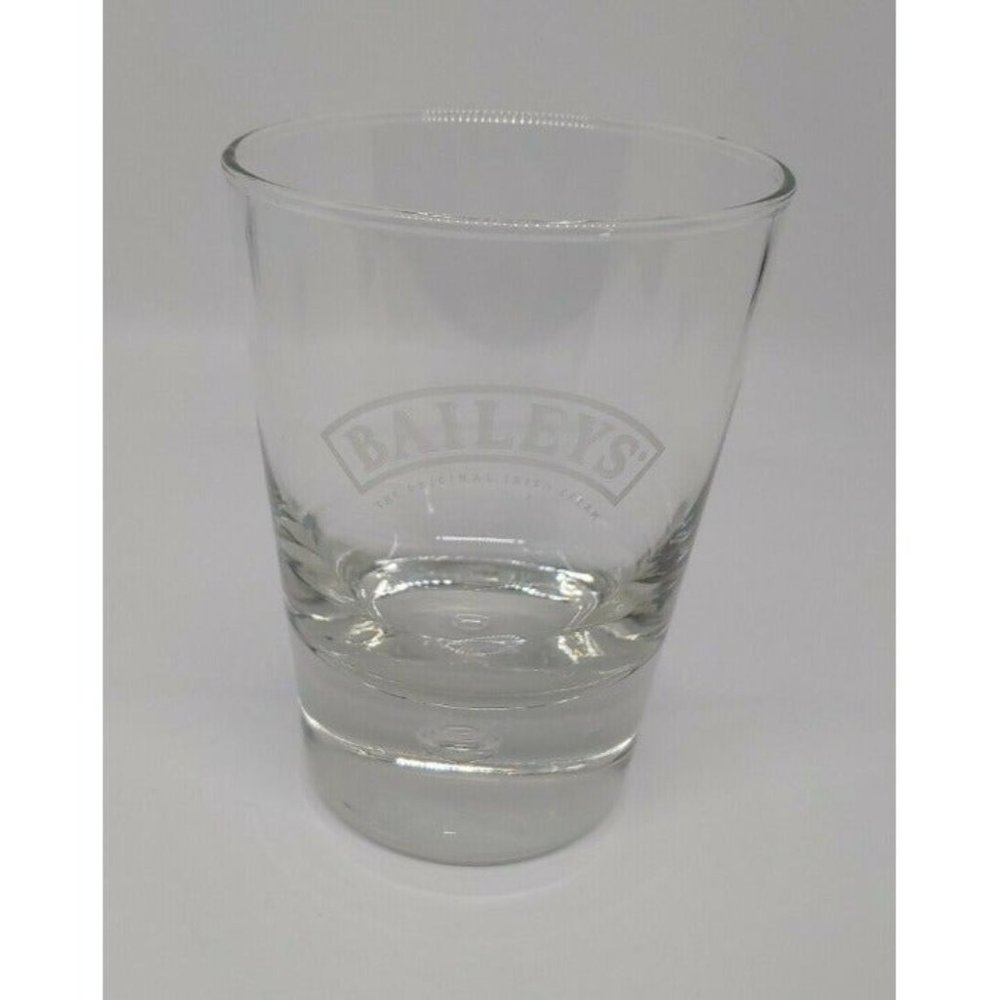 BAILEYS Etched Highball Glass Thick Bottom Suspended Bubble 4” Barware Glass